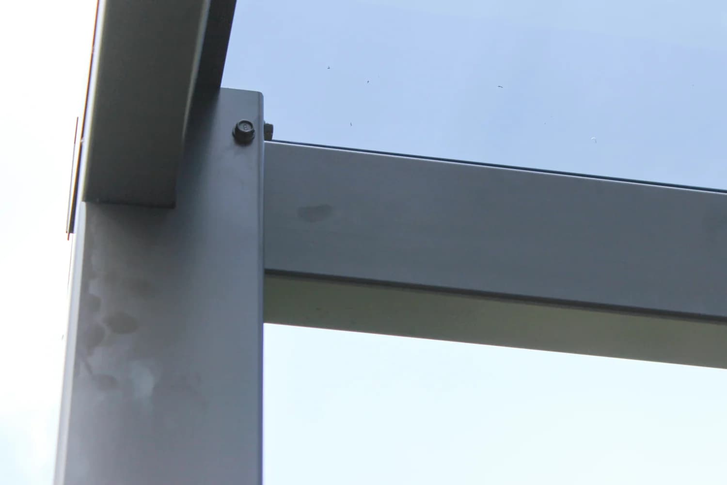 Powder coated Ally-Golla beam detail against the sky