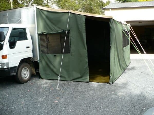 Canvas cover work on a residential awning