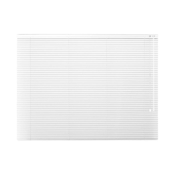 Timber venetian blind with cords and slats shown in detail