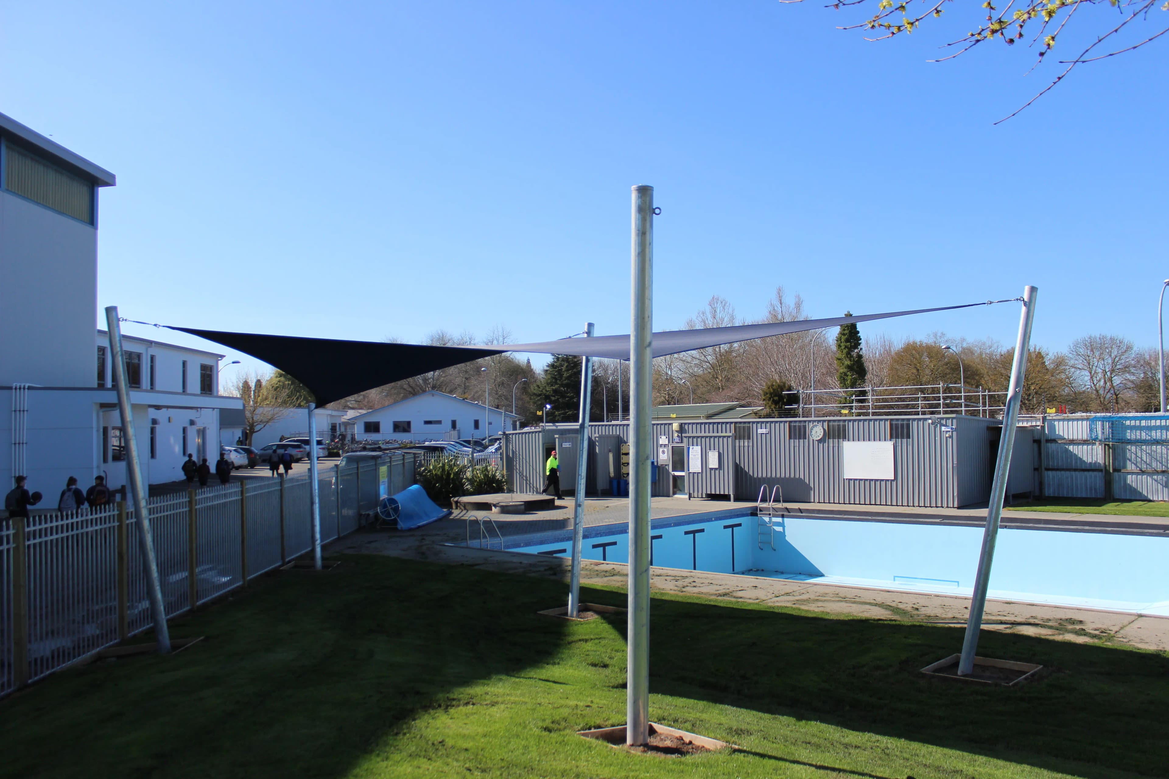 Custom shade sails over a school courtyard in the Waikato