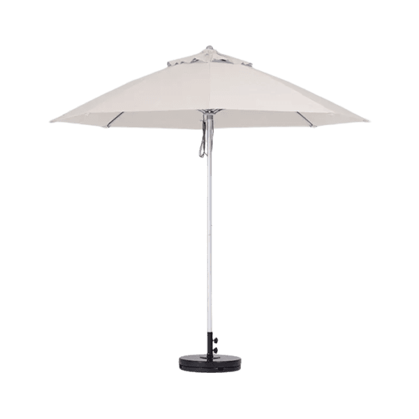 Shade7 Venice centre-pole fibreglass umbrella with white canopy