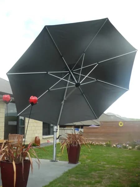 Shade7 outdoor umbrella installed on a Waikato patio