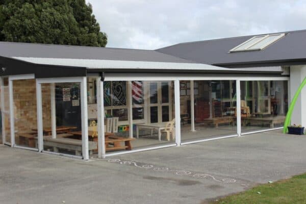 Ziptrak outdoor blinds shading a north-facing patio