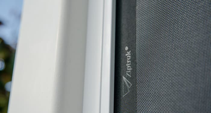 Close-up of the Ziptrak spline and track system